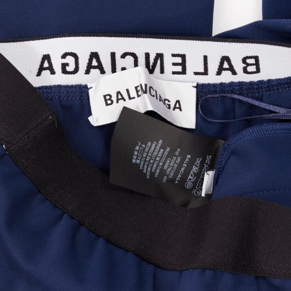 BALENCIAGA Demna Dark Blue Front Seam Logo Band Dual Zip Legging Pant 34 - Picture 14 of 15
